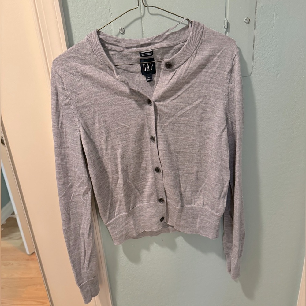 Gap 100% Merino Wool Grey Cardigan